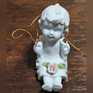 Vintage "Touch Of Rose" Child Cherub Figurine Ornament w/Jump Rope Romans Inc.